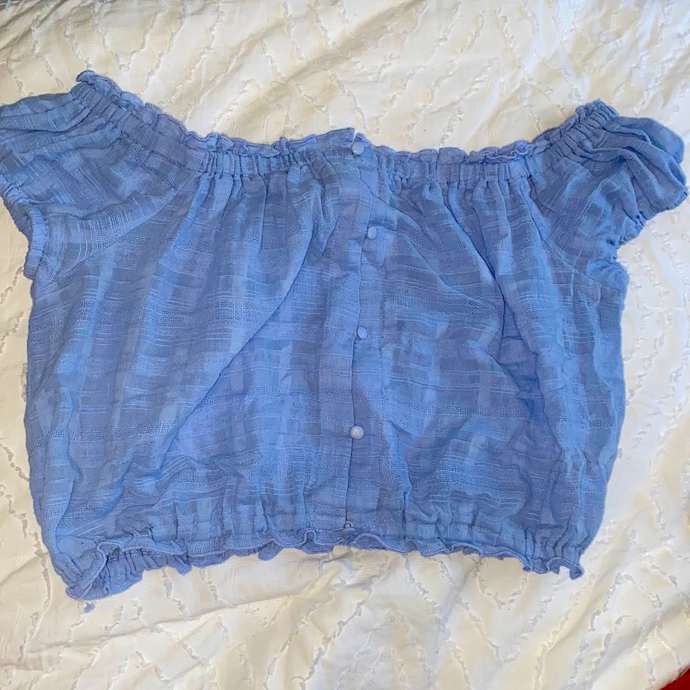 light blue tube top w short sleeves